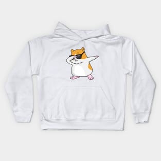 Cool hamster at dabbing with sunglasses Kids Hoodie